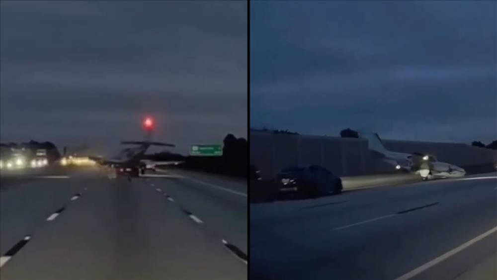 ABŞ-da təyyarə magistral yola eniş etdi: Avtomobillə toqquşdu