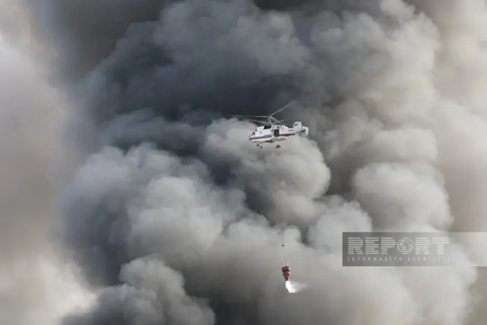 Lökbatanda güclü yanğın: Helikopter cəlb olundu