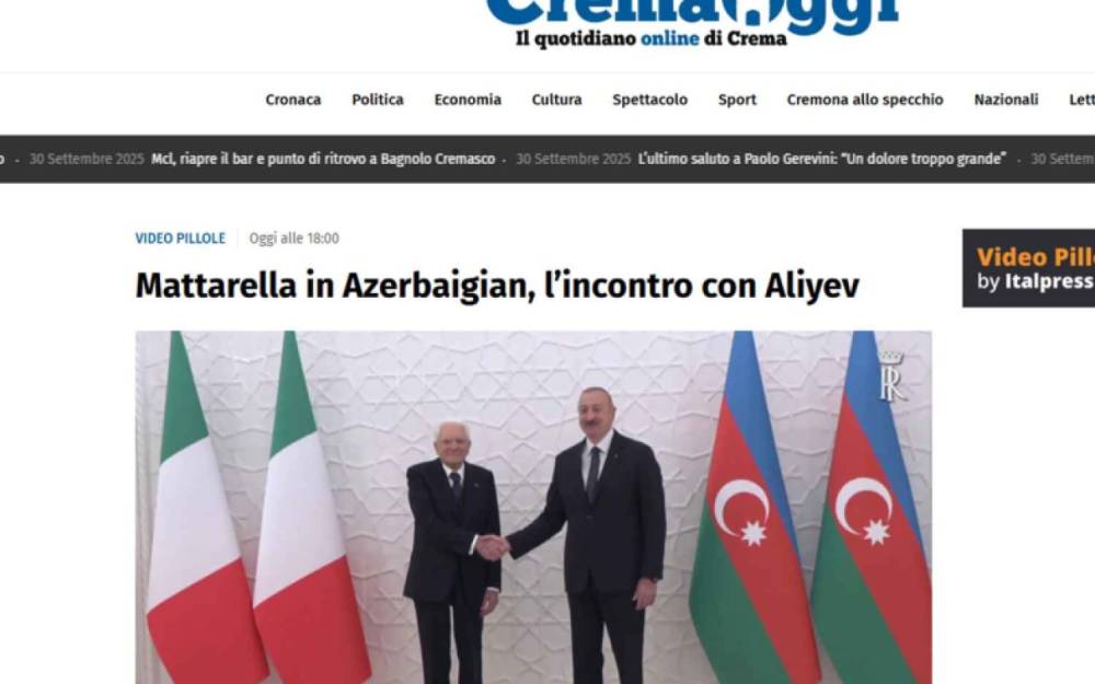 Mattarellanın Azərbaycana rəsmi səfəri İtaliya mediasında